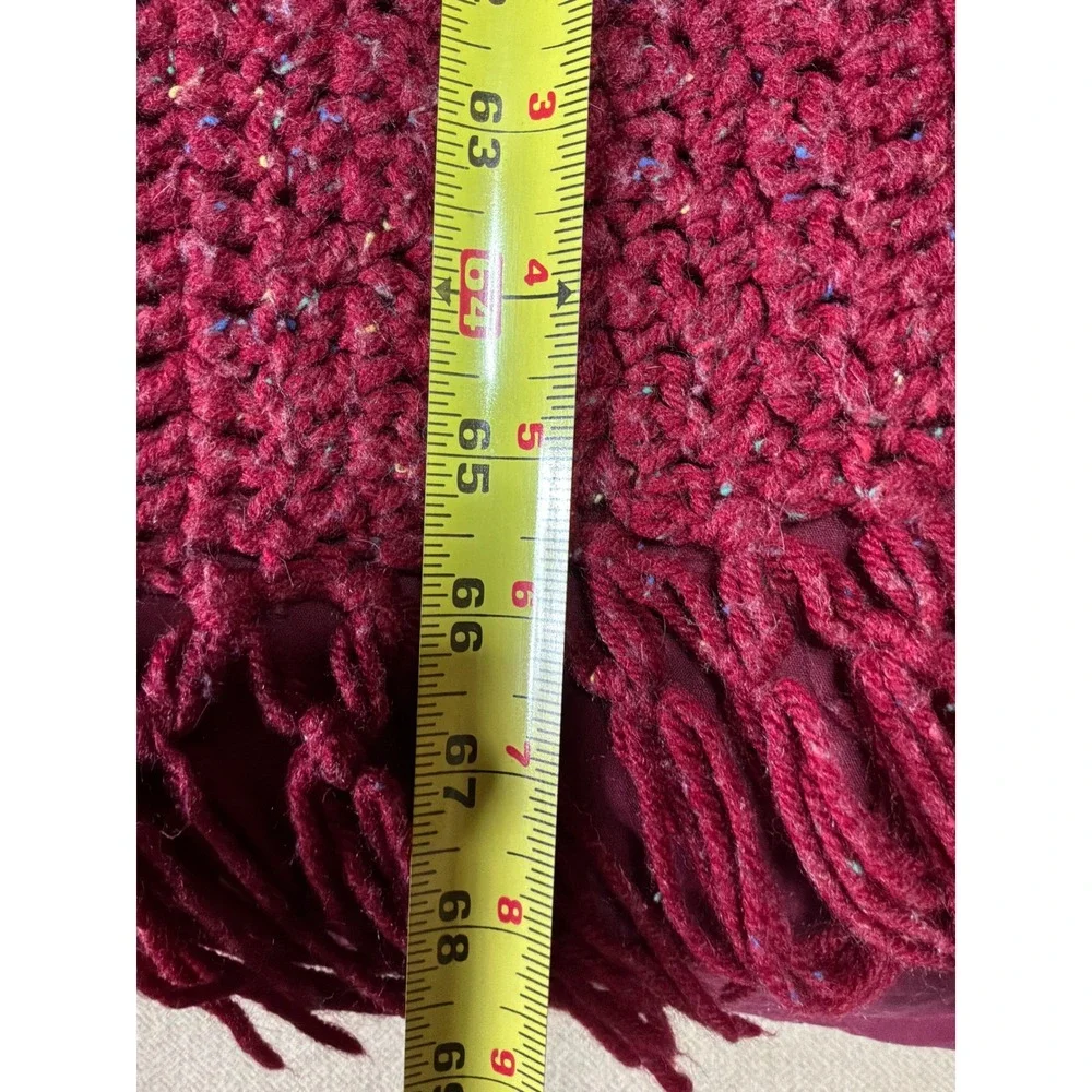 Unbranded‎ Crochet Throw Blanket Unisex OS Burgundy Tweed